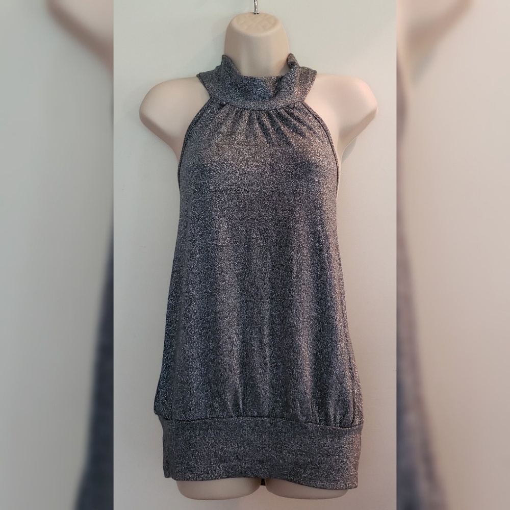 Glittery Gray Backless Blouse